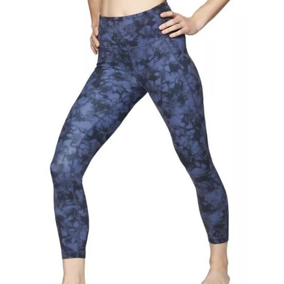 Athleta Tie Dye Salutation Tight In Powervita™ 27" - S Navy/ Stormy Sky - Picture 1 of 7